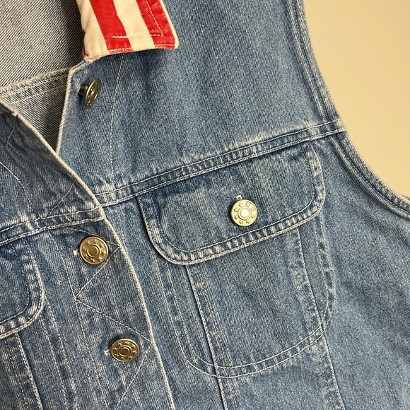 Vintage AKNY Denim Vest with American Flag Collar- L - Picture 3 of 5